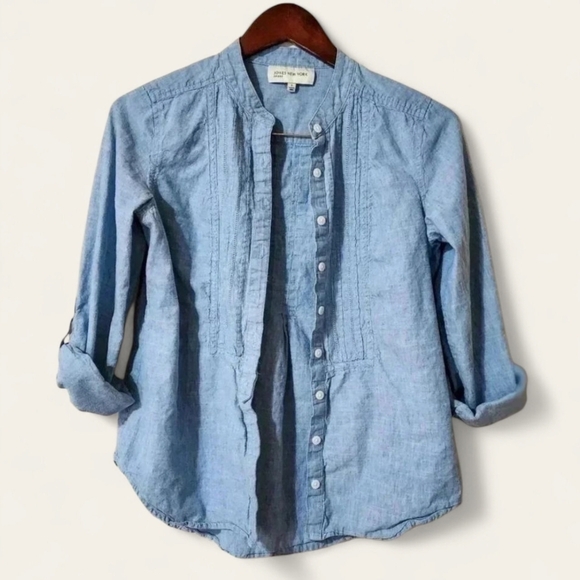 Jones New York Sport Denim Button-Up Top - Size Small - Lightly Worn - Picture 1 of 3